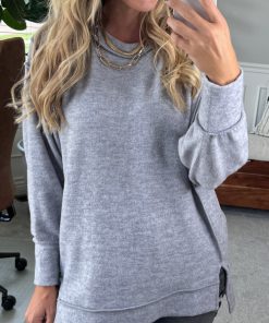 Women's Brushed Melange Side Slit Pullover (Buy 2 Free Shipping)